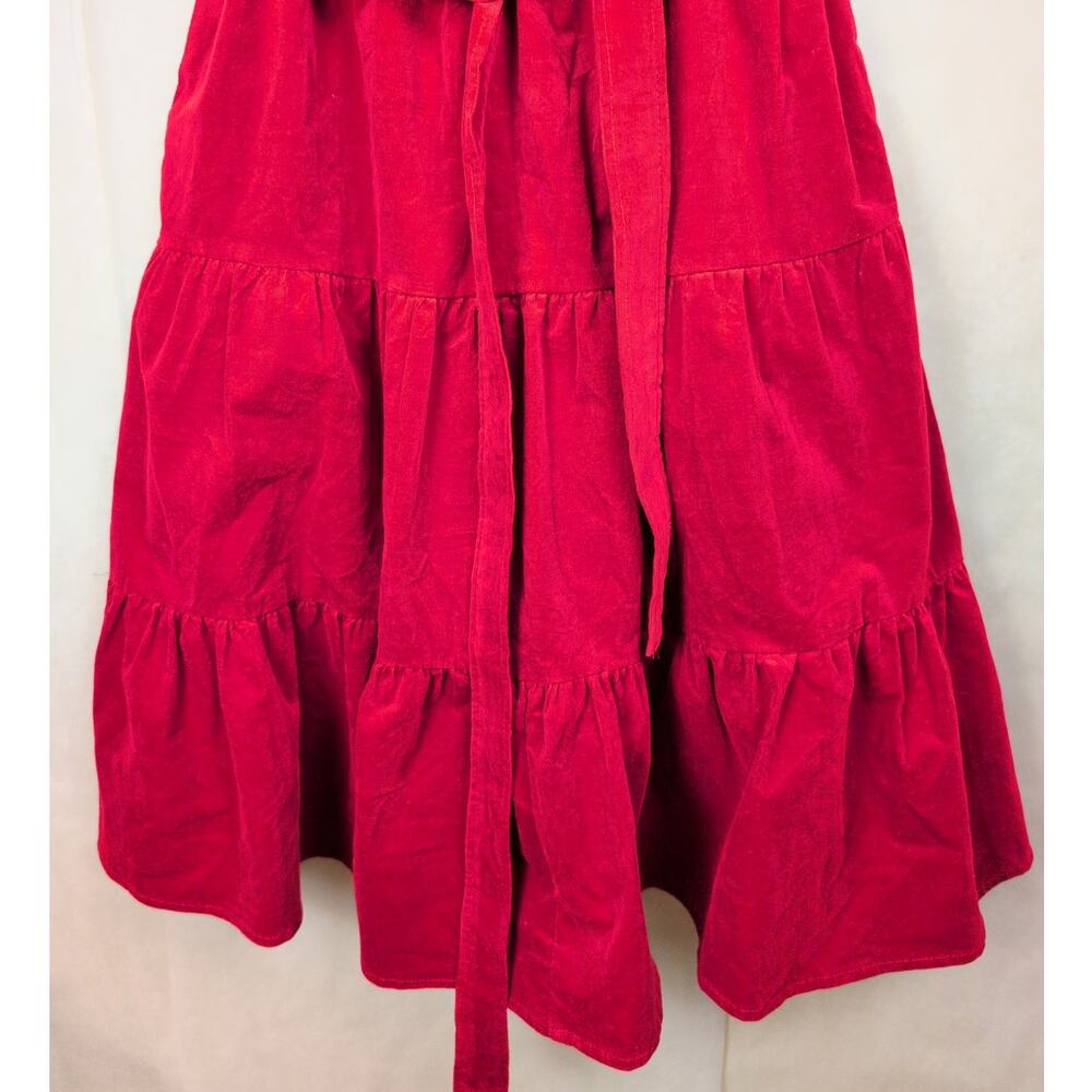 Draper James red velvet corduroy tiered puff sleeve midi dress Size Lrg Cottage - Picture 6 of 10